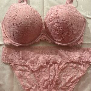 Victoria's Secret Pink Lace Bra and Panty Set